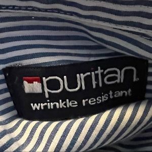 Puritan Wrinkle Resistant Button Down Dress Shirt Striped Large